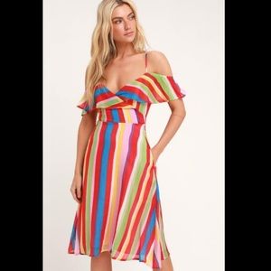 🆕Lulu’s Yacht Rock Striped Off-the-Shoulder Dress